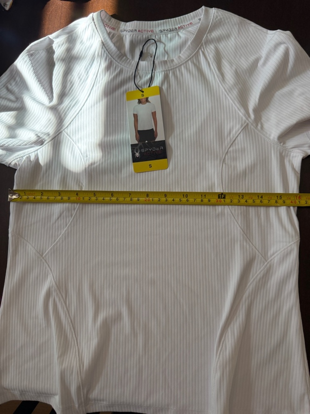 NWT Spyder White Ribbed Short Sleeve Athletic Tee Size Small - Picture 14 of 16